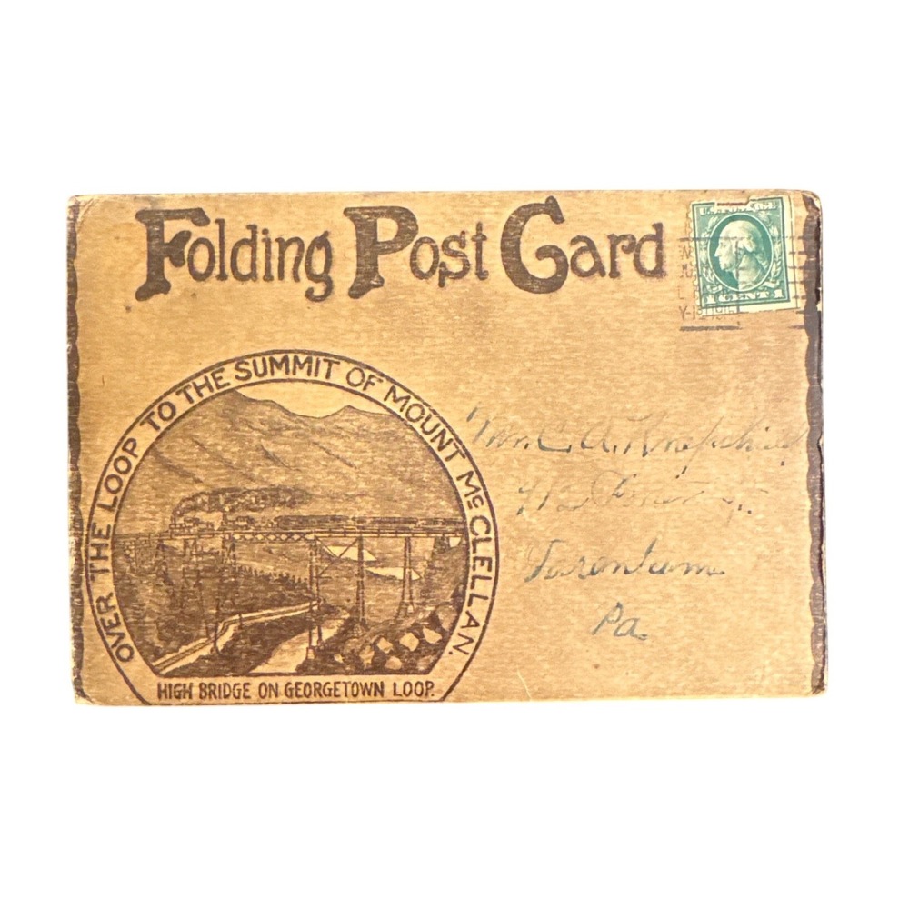 Antique Georgetown Loop Co Folding Postcard Packet Clear Creek Canyon Train